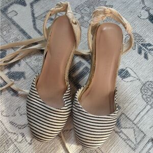 Kelly & Katie Black and White Striped Women's Shoes